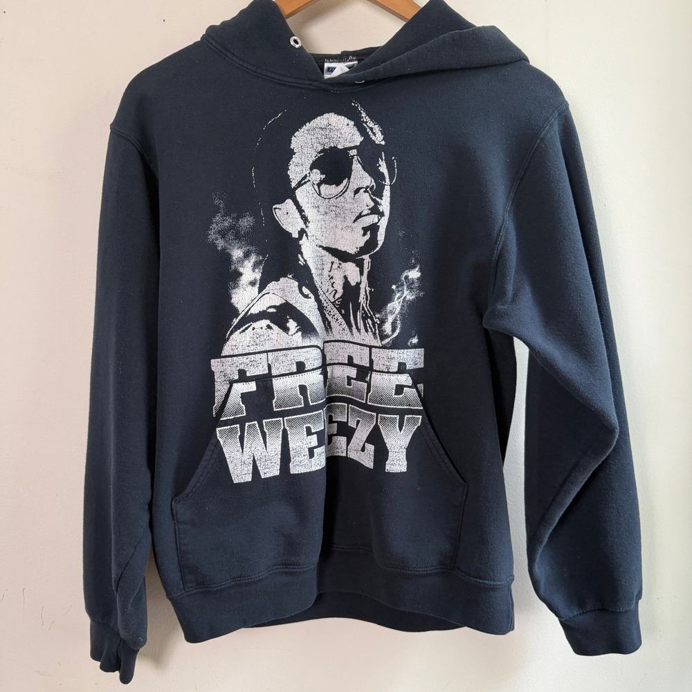 Jerzees Lil Wayne Free Weezy Graphic Hoodie Black Small Good
